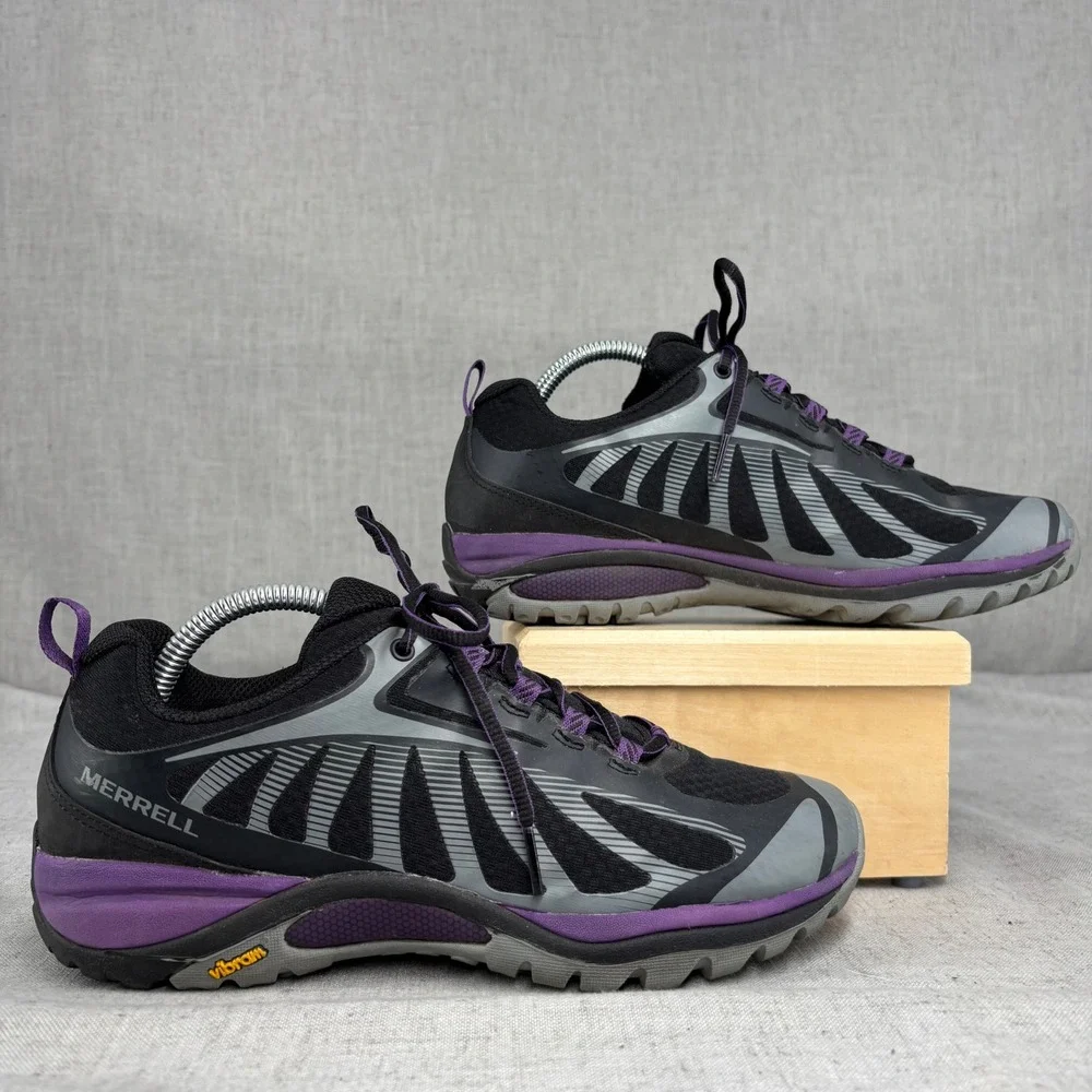 Merrell Sirens Edge 3 Trail Hiking Shoes Black Purple Mesh Waterproof Women's 9